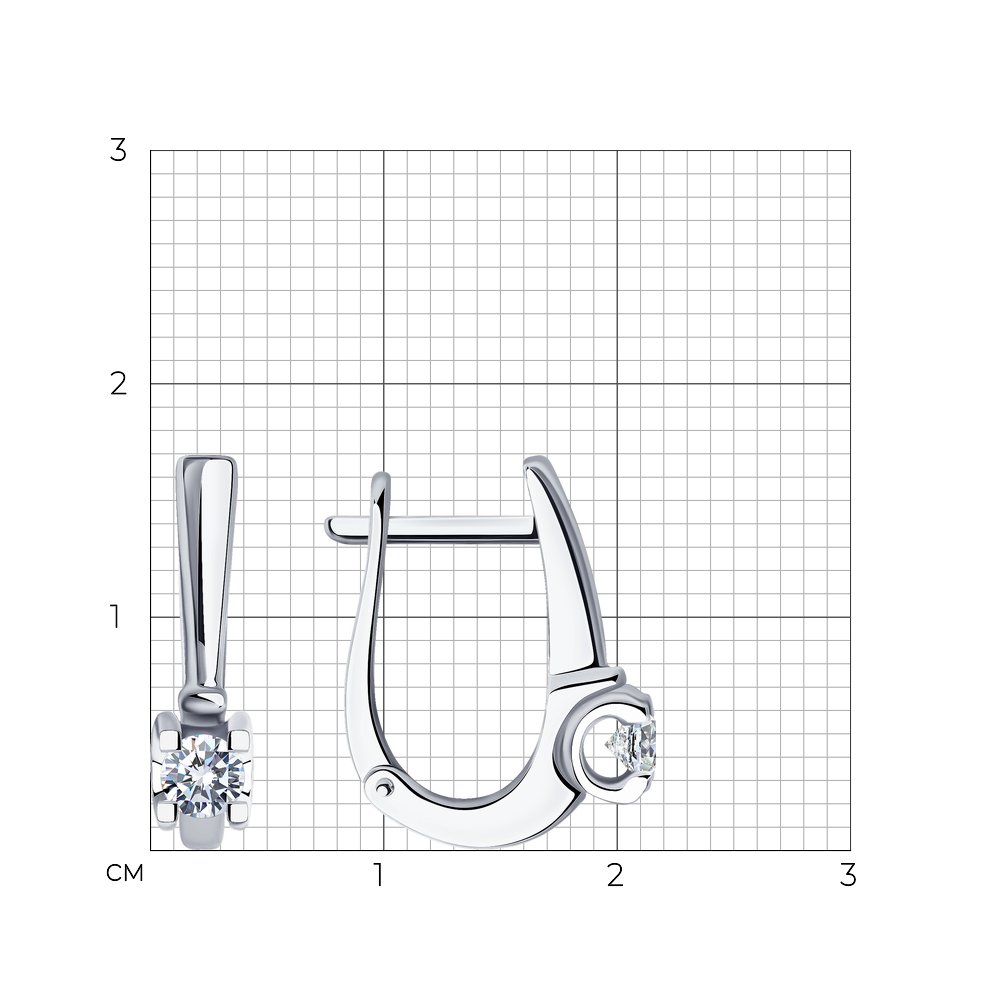 Серьги из белого золота с камнями Бриллиант