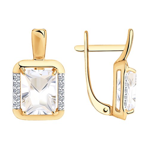Cercei din aur roșu cu pietre Cubic Zirconia Incolor, Cristal de munte