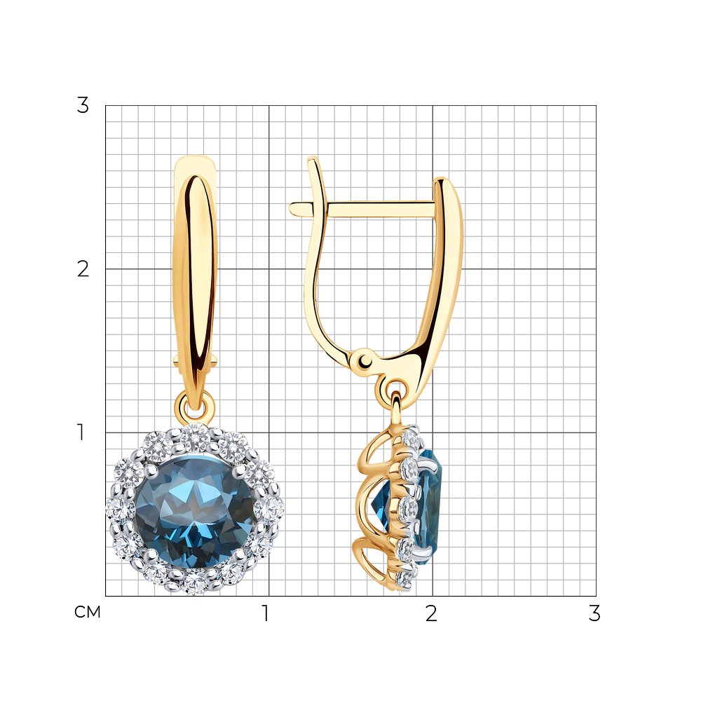 Cercei Suspendați din aur roșu cu pietre Cubic Zirconia Incolor, Topaz London