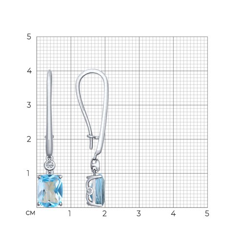 Cercei din aur alb cu pietre Cubic Zirconia Incolor, Topaz Swiss