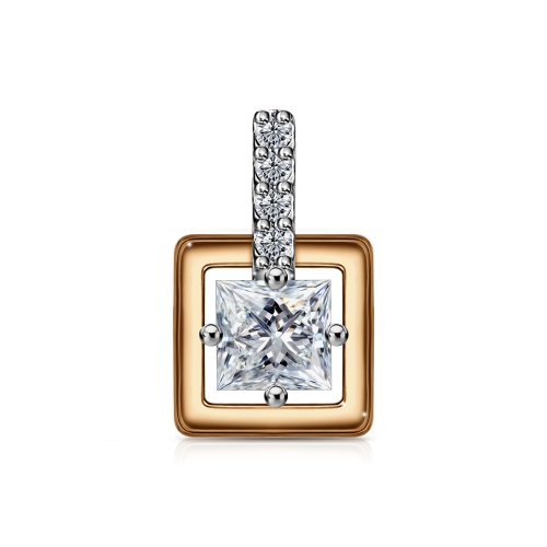 Pandantiv din aur roșu cu pietre Cubic Zirconia Incolor