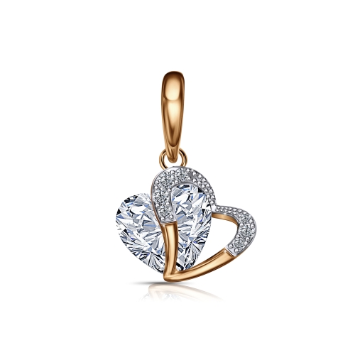 Pandantiv din aur roșu cu pietre Cubic Zirconia Incolor