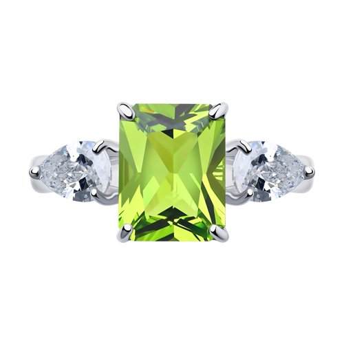 Inel din argint  cu pietre Cubic Zirconia Incolor, Sital verde (sint.)