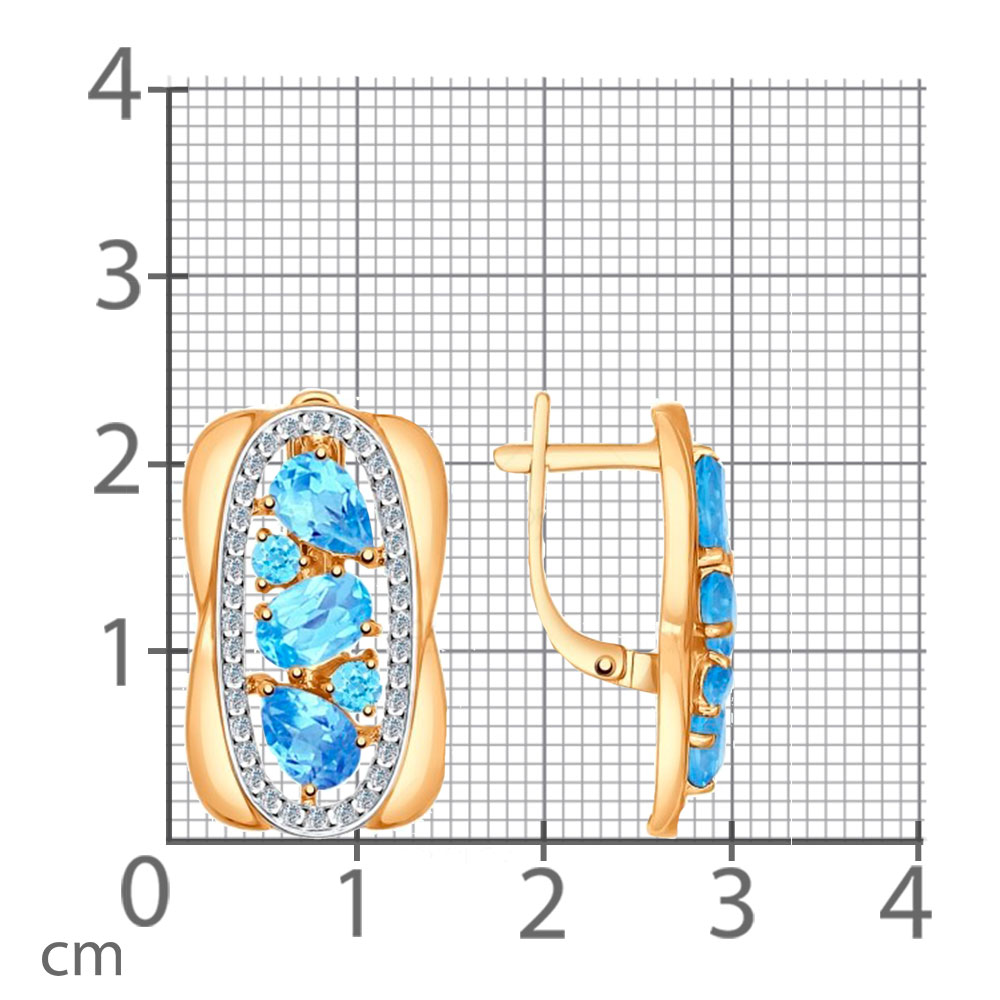 Cercei din aur roșu cu pietre Cubic Zirconia Incolor, Topaz Swiss