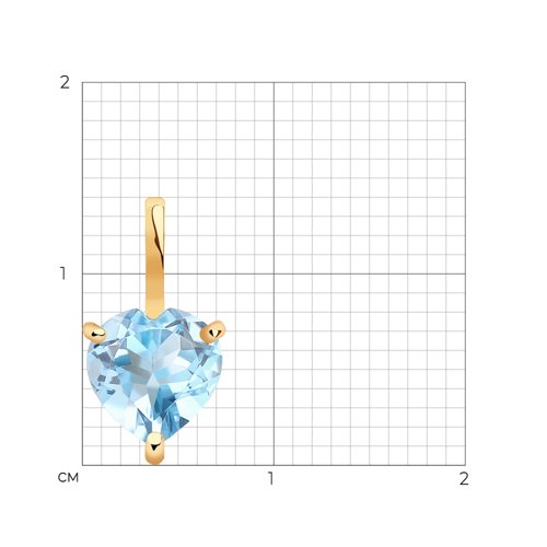 Подвеска из красного золота с камнями Топаз голубой