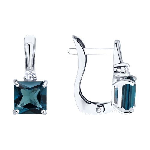 Cercei din aur alb cu pietre Cubic Zirconia Incolor, Topaz London