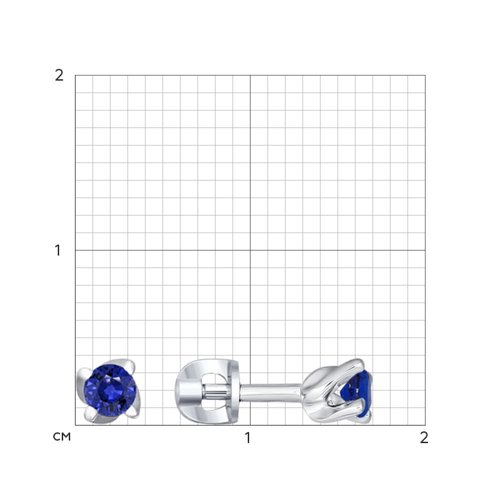 Cercei Pusete din argint  cu pietre Cubic Zirconia Albastru Safir