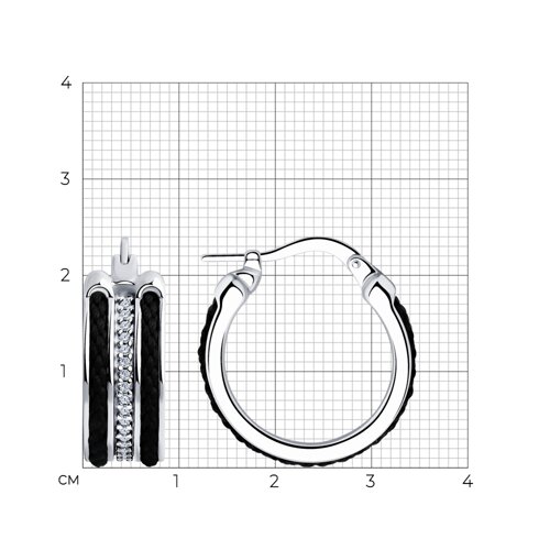 Cercei Creole din argint  cu pietre Cubic Zirconia Incolor, Textil