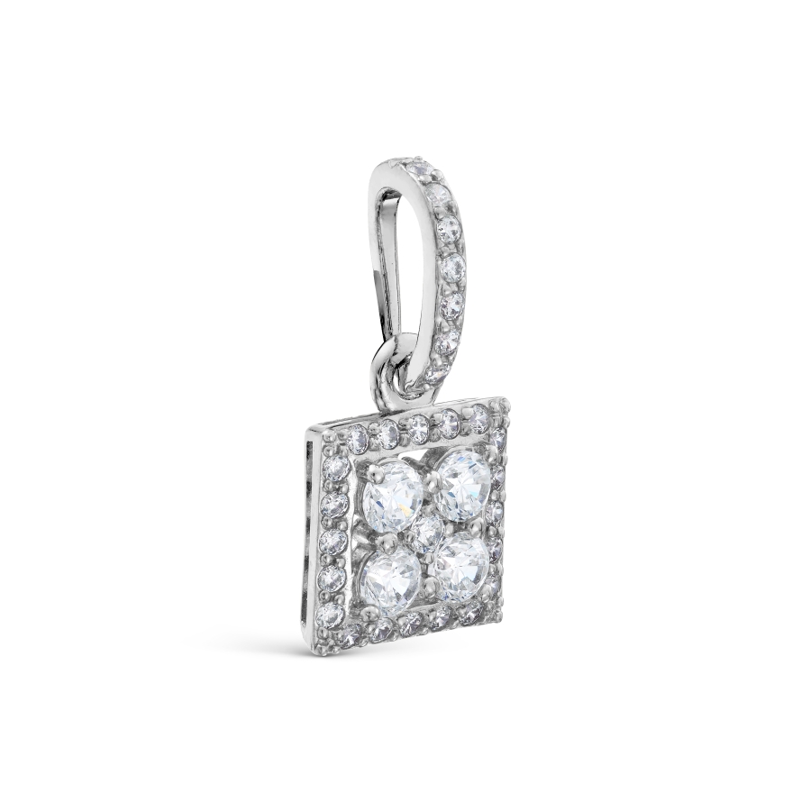 Pandantiv din aur alb cu pietre Cubic Zirconia Incolor