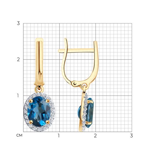 Cercei Suspendați din aur roșu cu pietre Cubic Zirconia Incolor, Topaz London