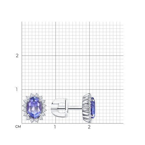 Cercei Pusete din aur alb cu pietre Diamant, Tanzanit