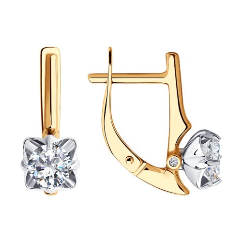 Cercei din aur roșu cu pietre Cubic Zirconia Incolor, Swarovski