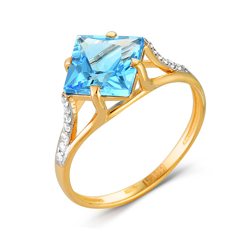 Inel din aur roșu cu pietre Cubic Zirconia Incolor, Topaz