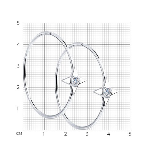 Cercei Creole din argint  cu pietre Cubic Zirconia Incolor