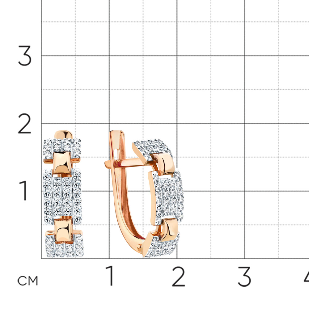 Cercei din aur roșu cu pietre Cubic Zirconia Incolor