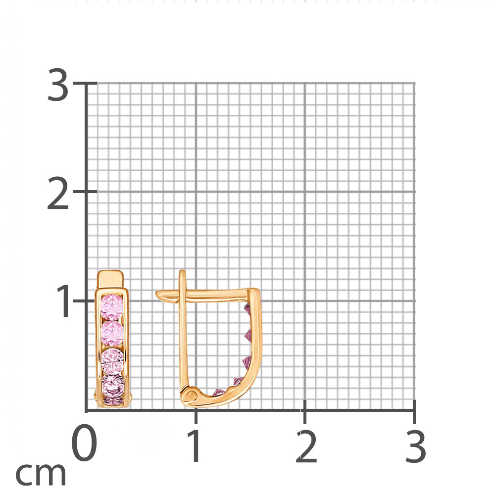 Детские серьги из красного золота с камнями Фианит Розовый