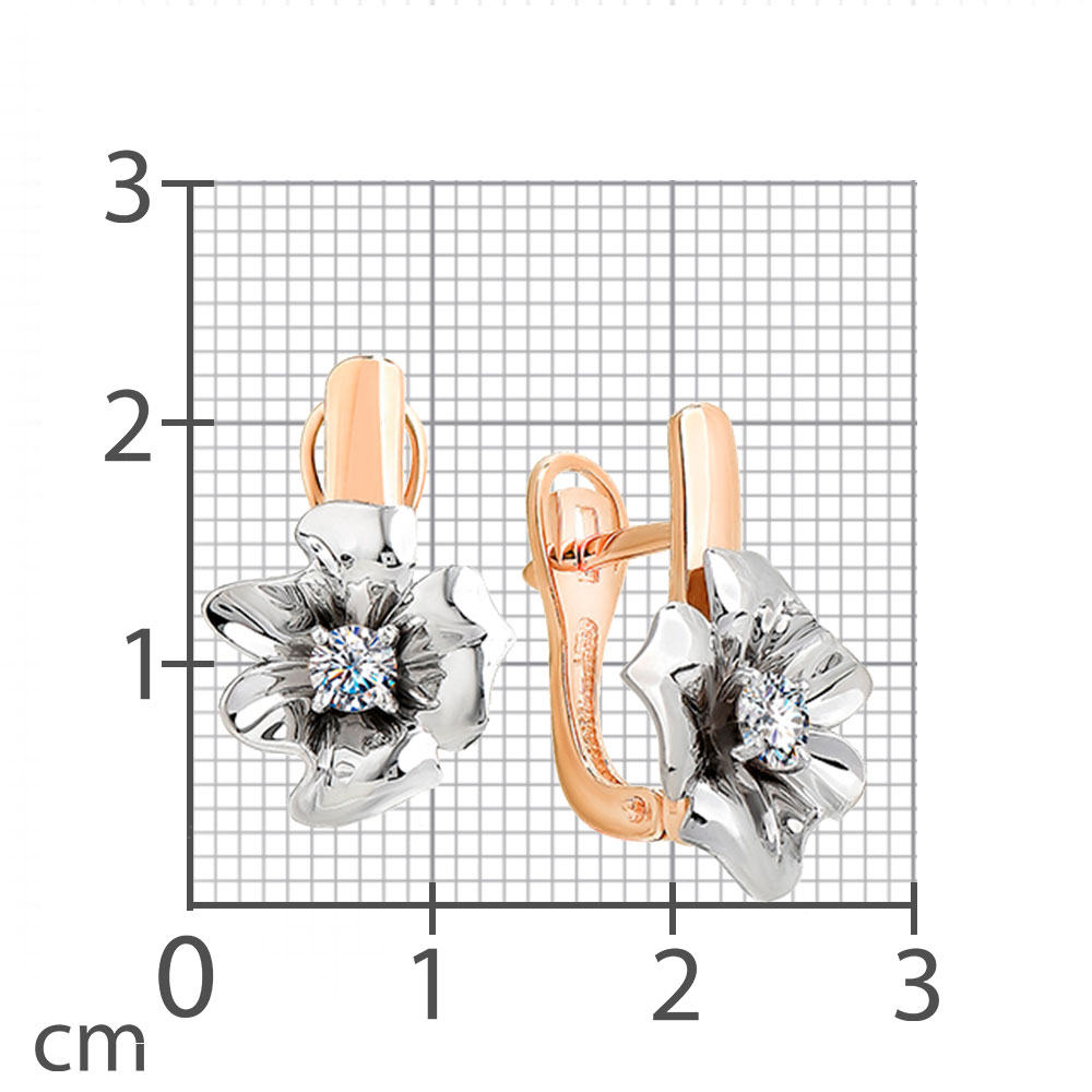 Cercei din aur alb și roșu cu pietre Diamant