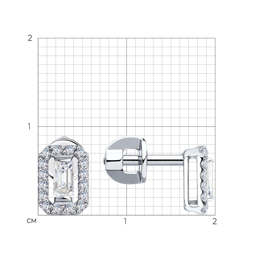 Cercei Pusete din aur alb cu pietre Diamant