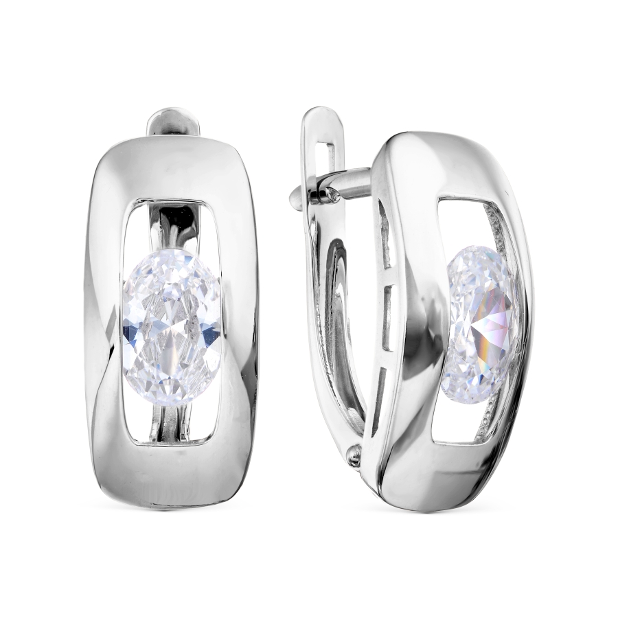 Cercei din aur alb cu pietre Cubic Zirconia Incolor