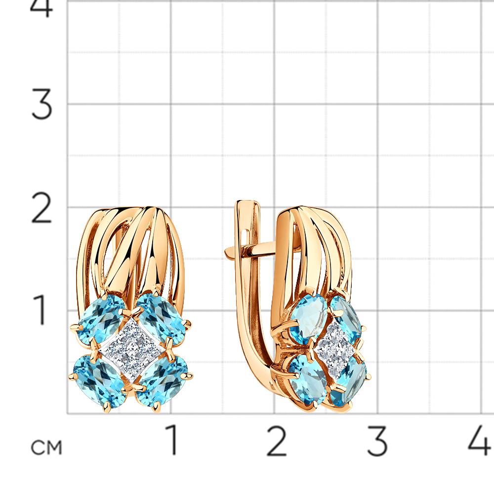 Cercei din aur roșu cu pietre Cubic Zirconia Incolor, Topaz Swiss