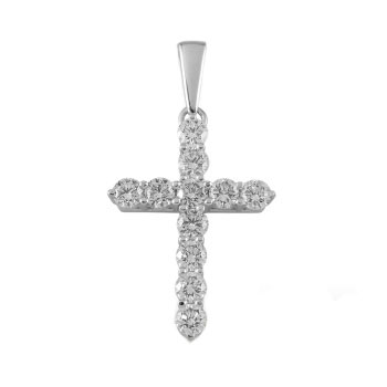 Cruce din aur alb cu pietre Diamant