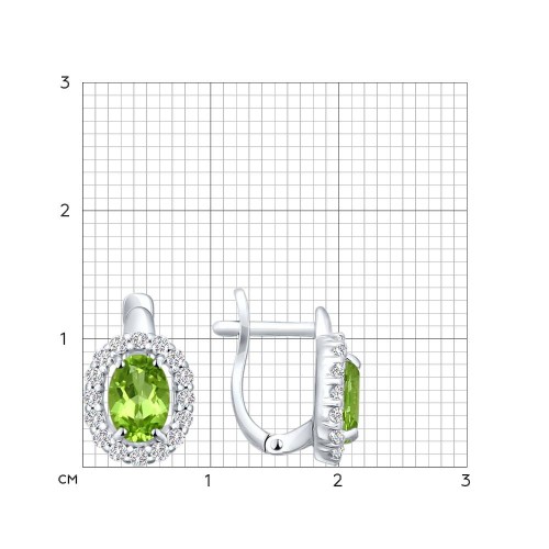 Cercei din argint  cu pietre Cubic Zirconia Incolor, Crisolit