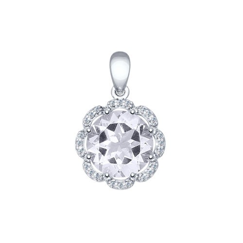 Pandantiv din argint  cu pietre Cubic Zirconia Incolor, Cristal de munte