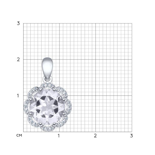 Pandantiv din argint  cu pietre Cubic Zirconia Incolor, Cristal de munte