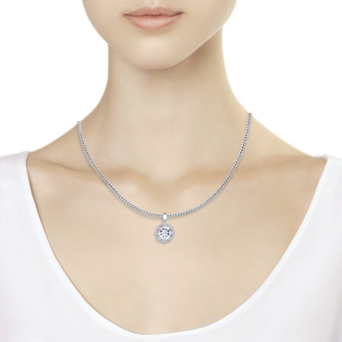 Pandantiv din argint  cu pietre Cubic Zirconia Incolor, Cristal de munte