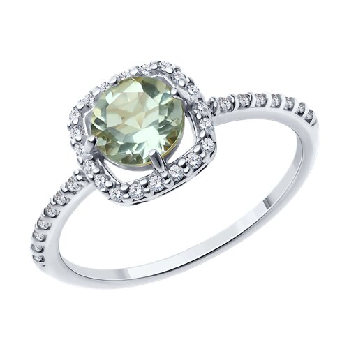 Inel din argint  cu pietre Cubic Zirconia Incolor, Ametist verde