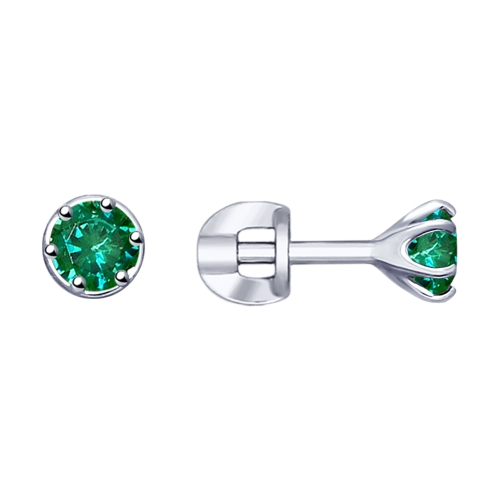 Cercei Pusete din argint  cu pietre Cubic Zirconia Verde