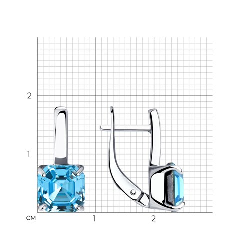 Серьги из серебра с камнями Кристалл синий