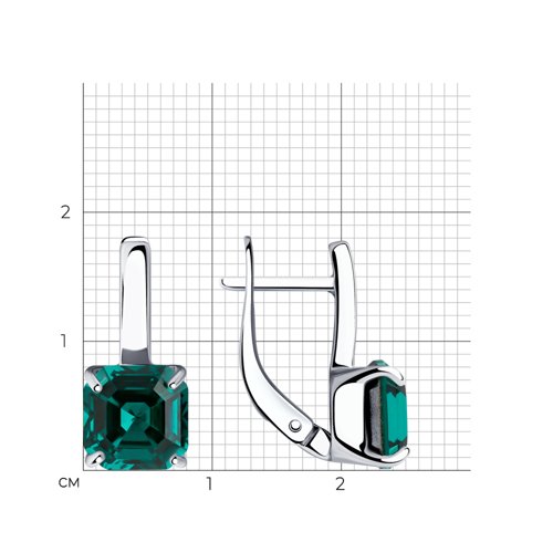 Серьги из серебра с камнями Кристалл зеленый