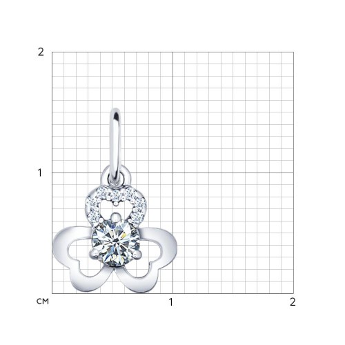 Pandantiv din argint  cu pietre Cubic Zirconia Incolor