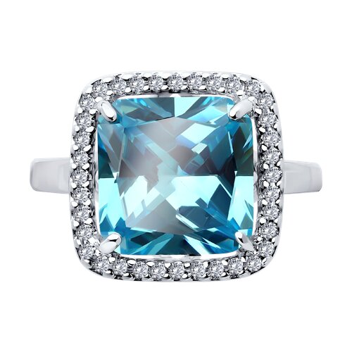 Inel din argint  cu pietre Cubic Zirconia Incolor, Cubic Zirconia Albastru