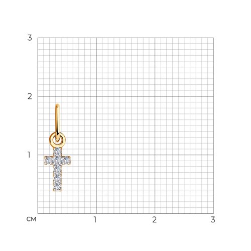 Cruce din aur roșu cu pietre Cubic Zirconia Incolor