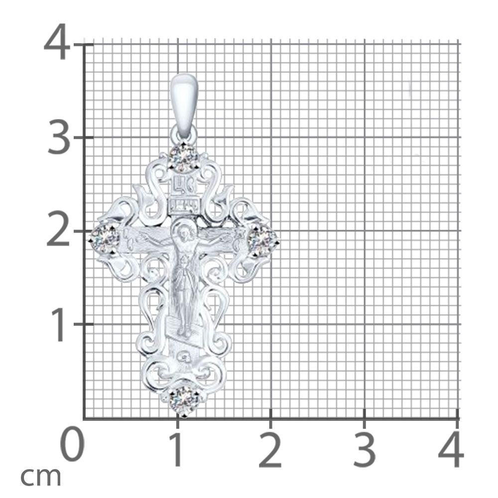 Cruce din argint  cu pietre Cubic Zirconia Incolor