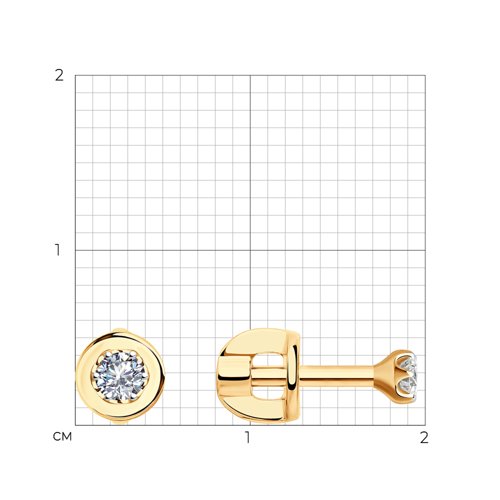 Cercei Pusete din aur roșu cu pietre Diamant