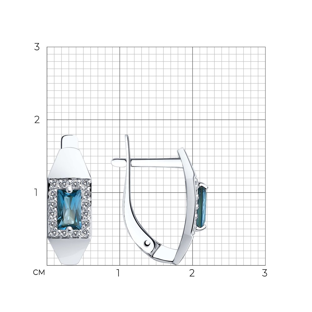 Cercei din aur alb cu pietre Cubic Zirconia Incolor, Topaz London