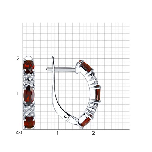 Cercei din argint  cu pietre Cubic Zirconia Incolor, Granat