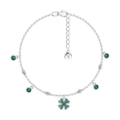 Brățară din argint  cu pietre Cubic Zirconia Incolor, Cubic Zirconia Verde