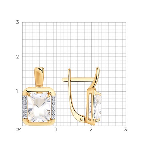 Cercei din aur roșu cu pietre Cubic Zirconia Incolor, Cristal de munte