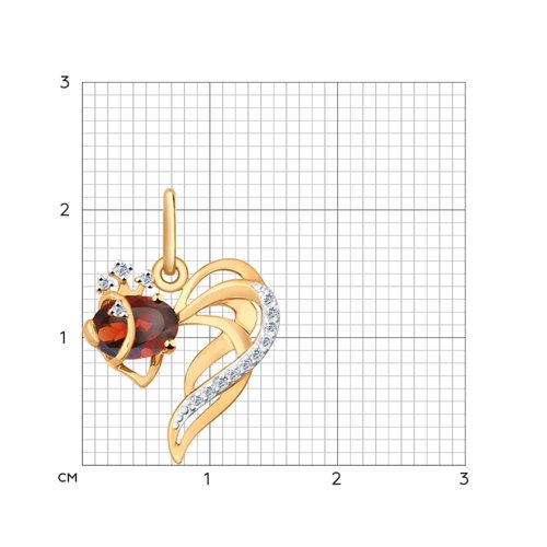 Pandantiv din aur roșu cu pietre Cubic Zirconia Incolor, Granat