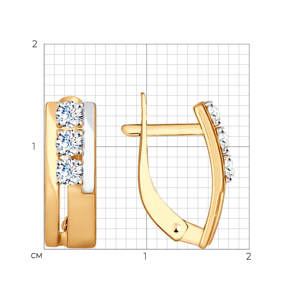 Cercei din aur roșu cu pietre Cubic Zirconia Incolor