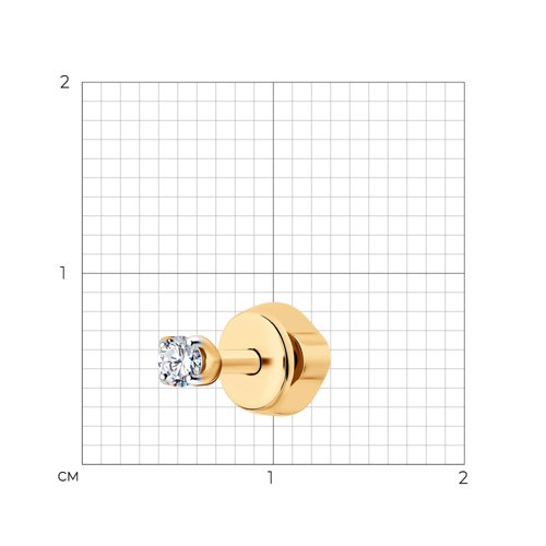 Cercel din aur roșu cu pietre Cubic Zirconia Incolor