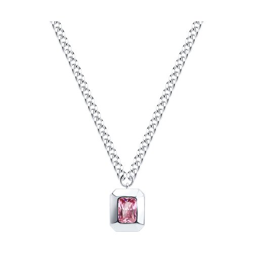 Colier din argint  cu pietre Cubic Zirconia Roz