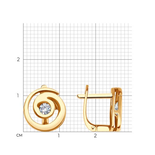 Cercei din aur roșu cu pietre Cubic Zirconia Incolor