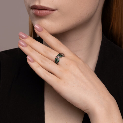 Inel din argint  cu pietre Cubic Zirconia Verde