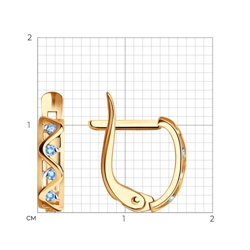 Cercei p-u copii din aur roșu cu pietre Cubic Zirconia Albastru