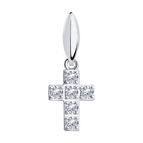 Cruce din argint  cu pietre Cubic Zirconia Incolor